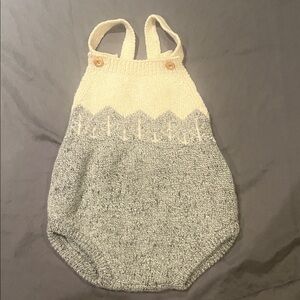 Buho Cream and Gray Alpaca Knit Baby Romper
